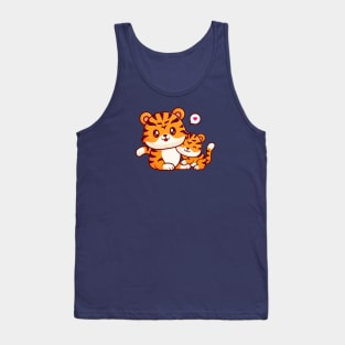 Cute Tiger Mom With Cub Tiger Cartoon Tank Top